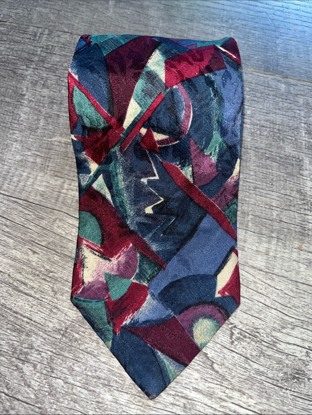 VINTAGE KRIZIA UOMO ABSTRACT PRINT SILK TIE
